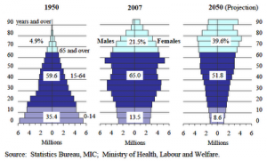 Japan change in population pyramid Japan change in population pyramid